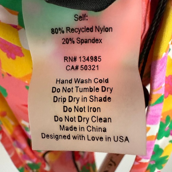 NWT For Love & Lemons‎ XS Floral Zinnia Print Tie Back One Piece Swimsuit Cheeky - Picture 9 of 11